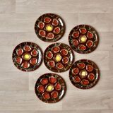 Set of 6 Vallauris oyster plates in slip - 1960s