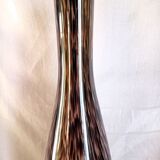 Murano glass bottle vase, brown and beige rain patterns, h - 41 cm.