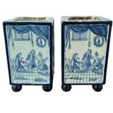 pair of square planters, Samson, quadrangular, old earthenware