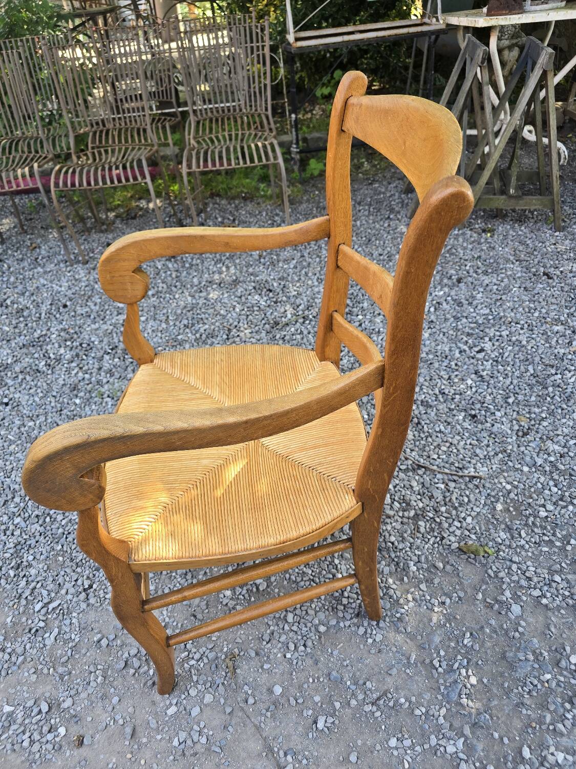 Oak straw armchair