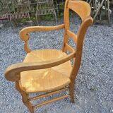 Oak straw armchair