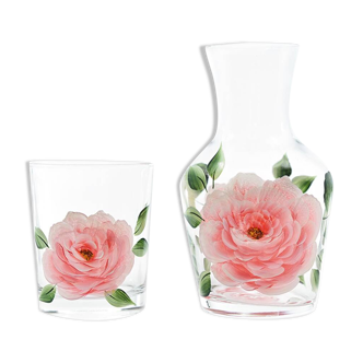 Peony Carafe and Tumbler