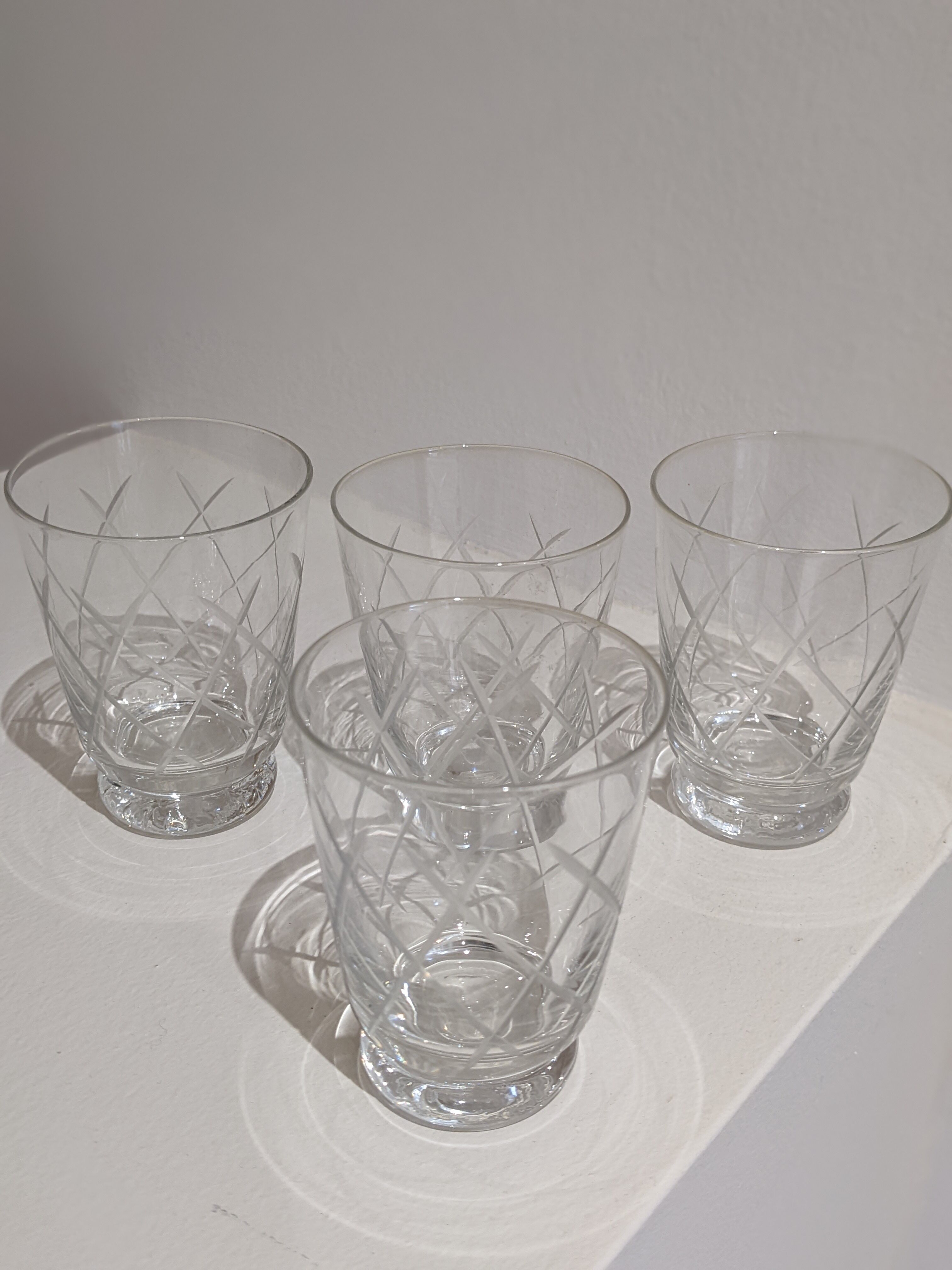 Small cups chiseled in vintage antique crystal