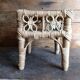 Vintage wicker stool, small woven rattan footstool and rustic plant stand