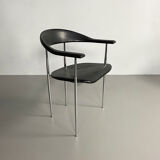 Chrome and rubber 'P40' dining chair by Vegni & Gualtierotti for Fasem, Italy, c.1980