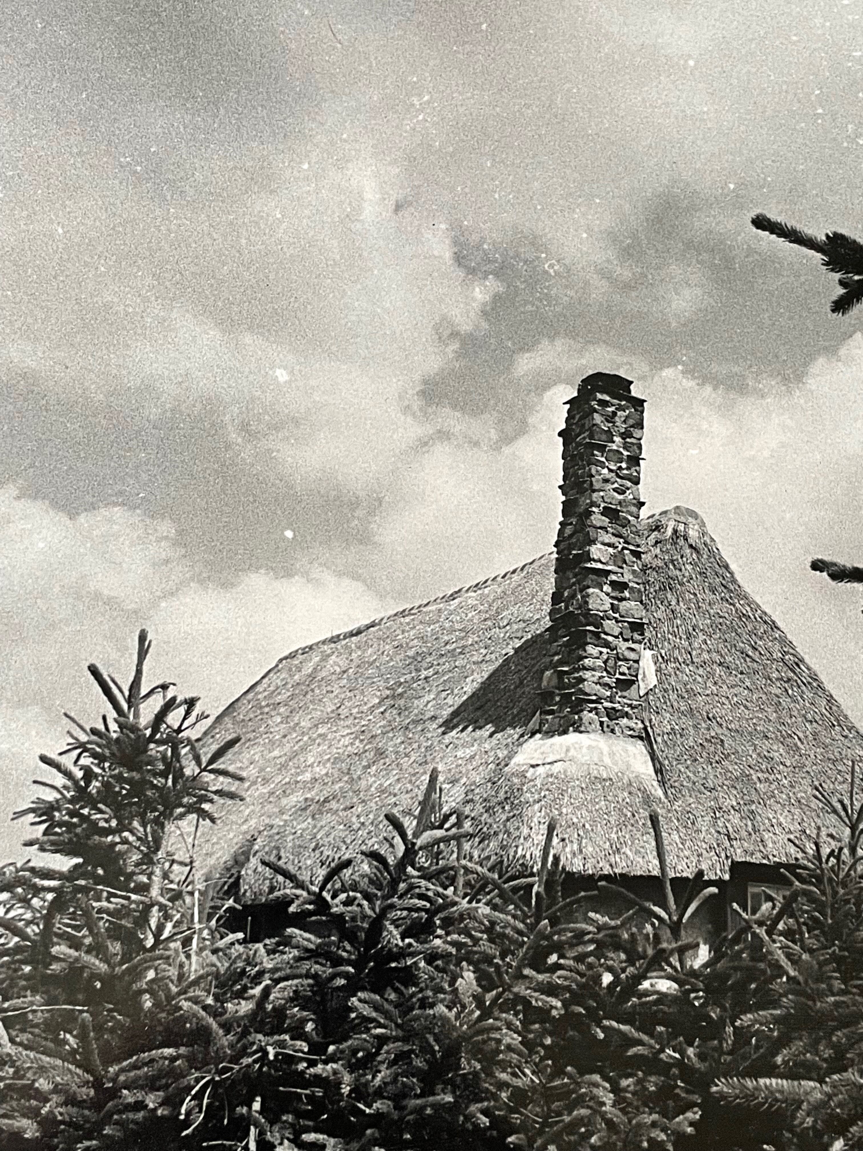 Photograph black and white silver print cira 1970 thatched cottage campaign