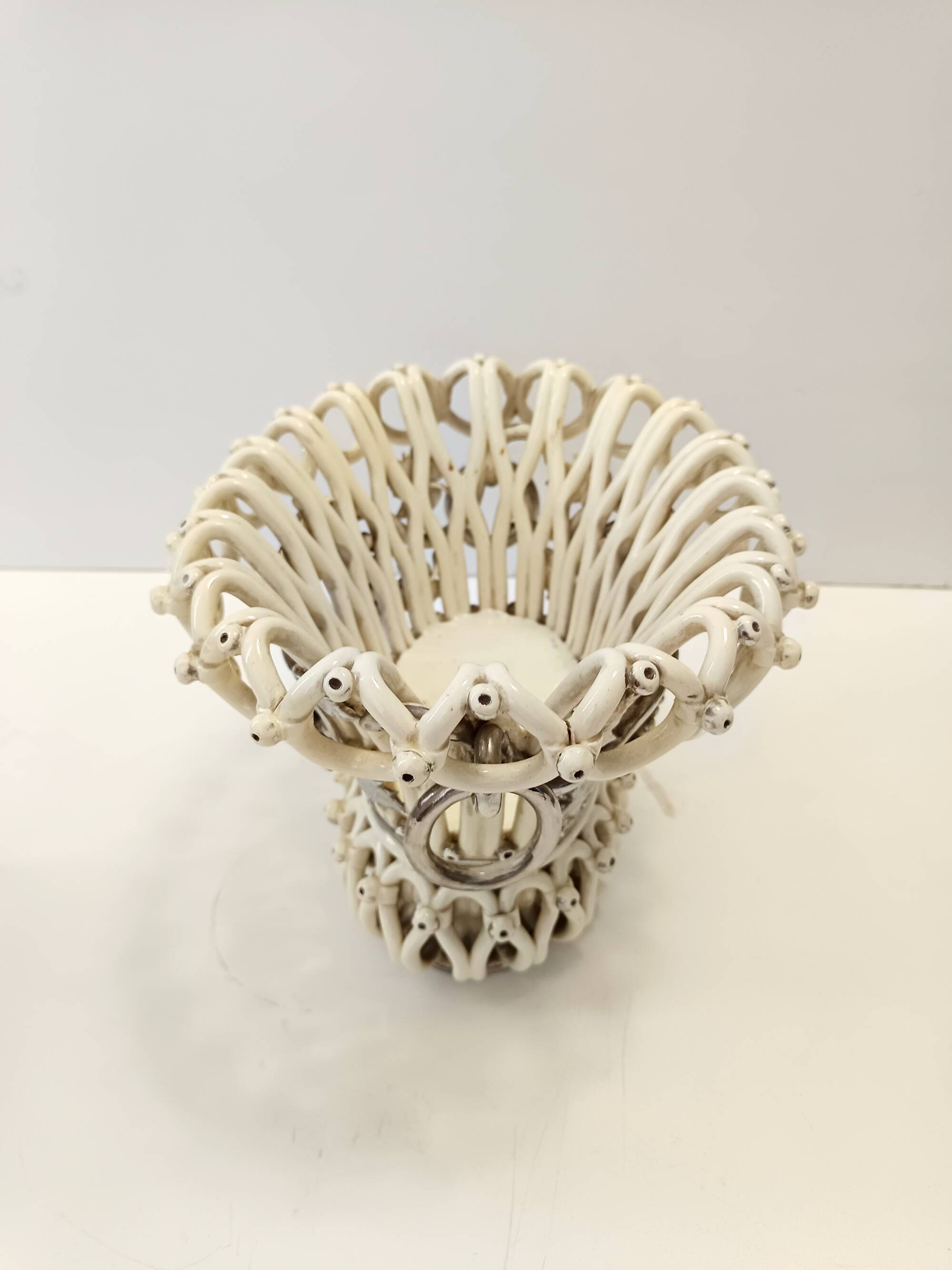 Creamy White Ceramic Fruit Bowl or Centerpiece by Charles de Boissimon