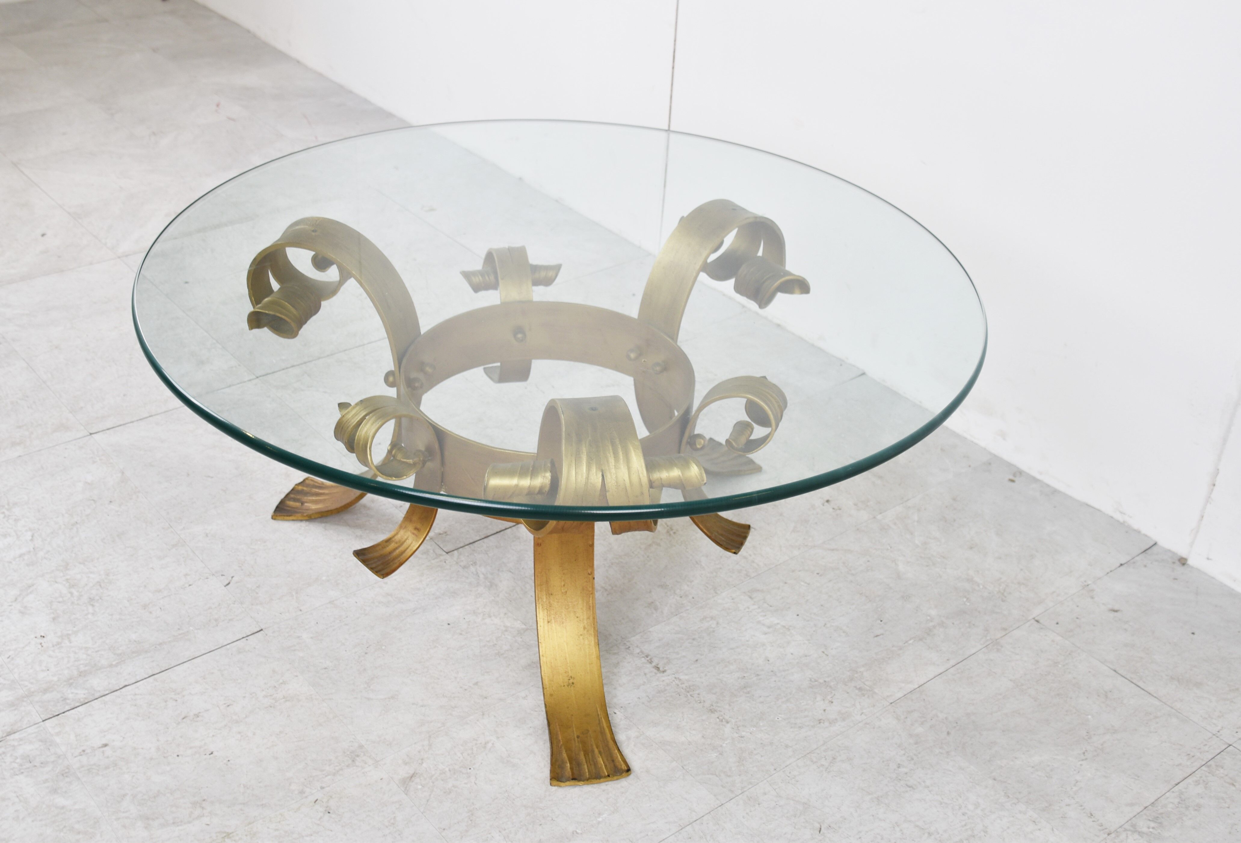 Gilt metal brutalist coffee table, 1960s