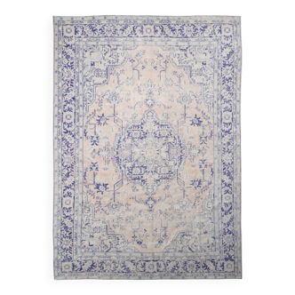 Vintage Blue & Sand Beige Large Persian Rug, 246x344Cm