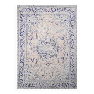 Vintage Blue & Sand Beige Large Persian Rug, 246x344Cm