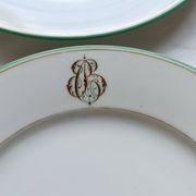 6 monogrammed dessert plates Limoges porcelain