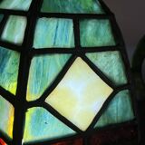 Antique Arts & Crafts Lamp cf. Tiffany Wrought iron and stained glass