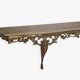 Table console en métal doré et son plateau marbre