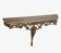Gold metal console table with a marble top.