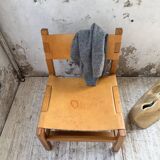 Elm and leather armchair Maison Regain