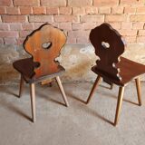 Pair of Alsatian brutalist chairs.