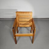 Pine wood chair 1970s with foldable seat