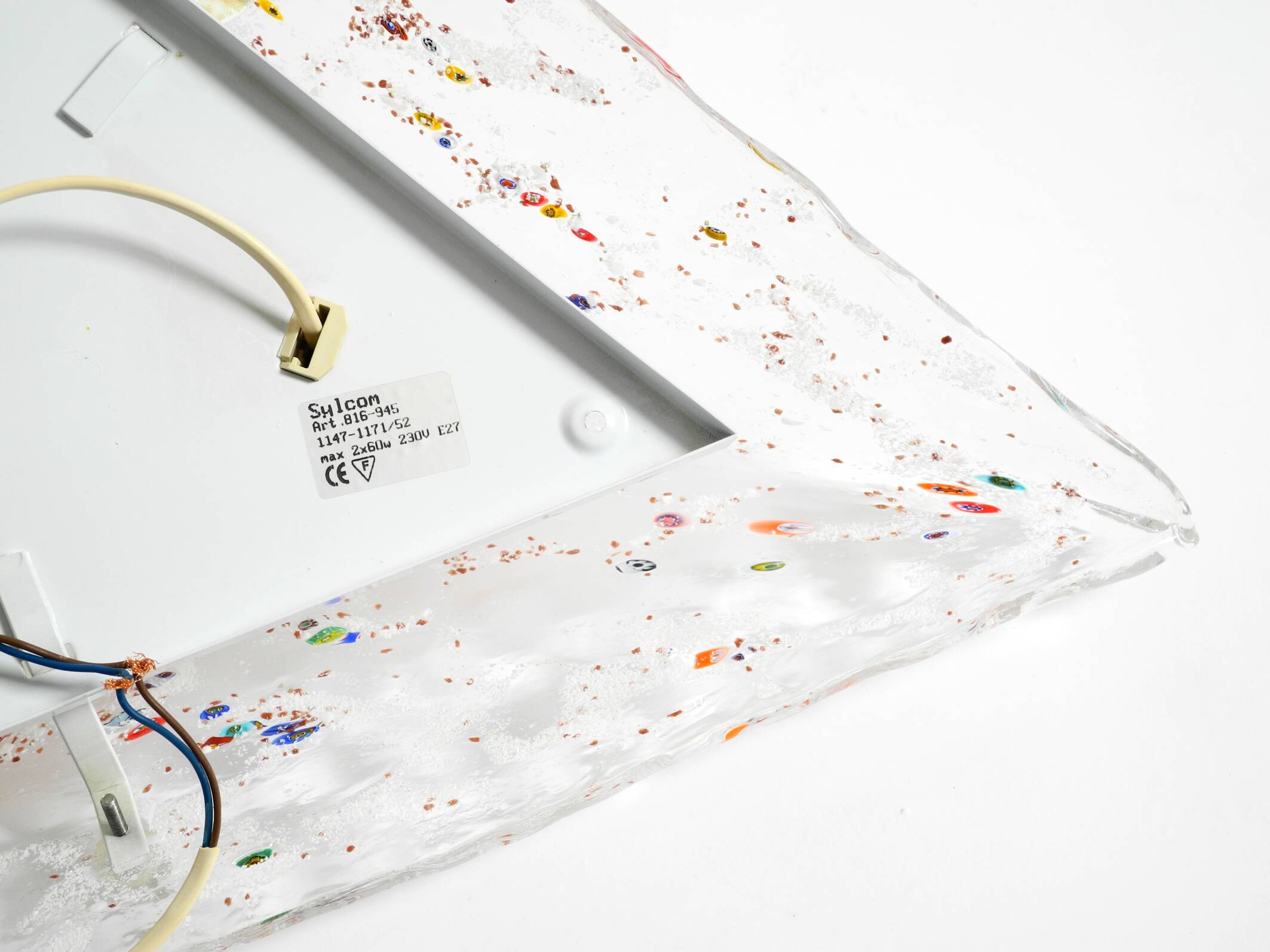 Post Modern Murano glass triangle ceiling lamp by Sylcom, Italy, 1985