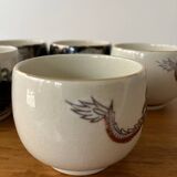 Set of 5 Asian "Dragon" tea cups