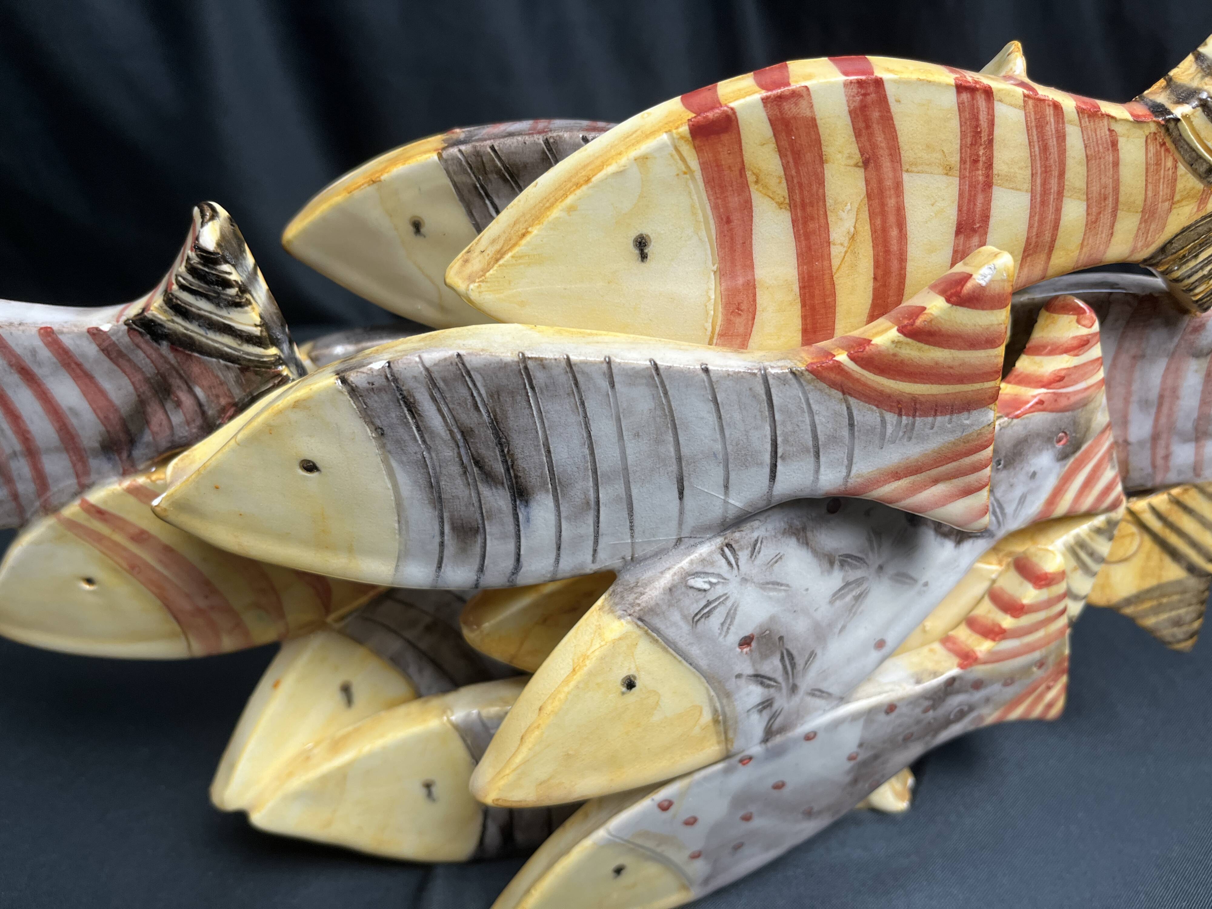 Decorative ceramic fish set circa 1980