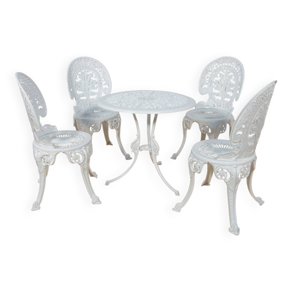Ensemble de salle à manger de jardin en aluminium de style victorien, Royaume-Uni, années 1950