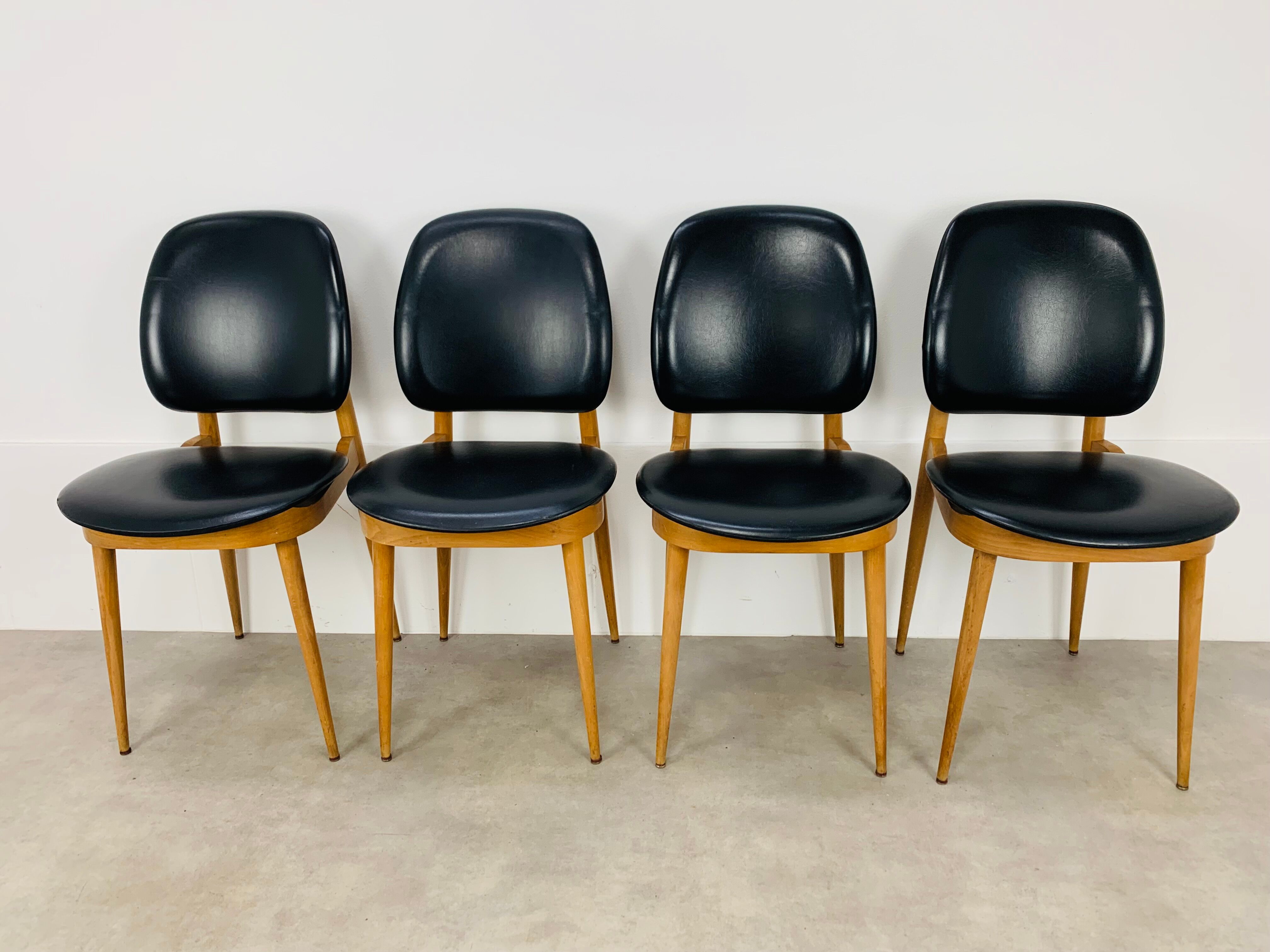 4 Baumann Pegasus chairs, black, 60s