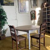 Round raw wood table