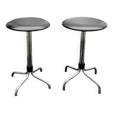 Vintage Brabantia stools in black faux leather and chrome metal – years