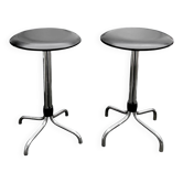 Paire de tabourets vintage Brabantia en skaï noir et métal chromé – années