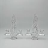 Pair of "Vegetal" candlesticks in solid crystal - Vannes-le-Châtel