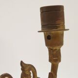 Stunning Pair of Large Antique 3-Arm Gilt Bronze Piano Sconce Candle Holders 4916