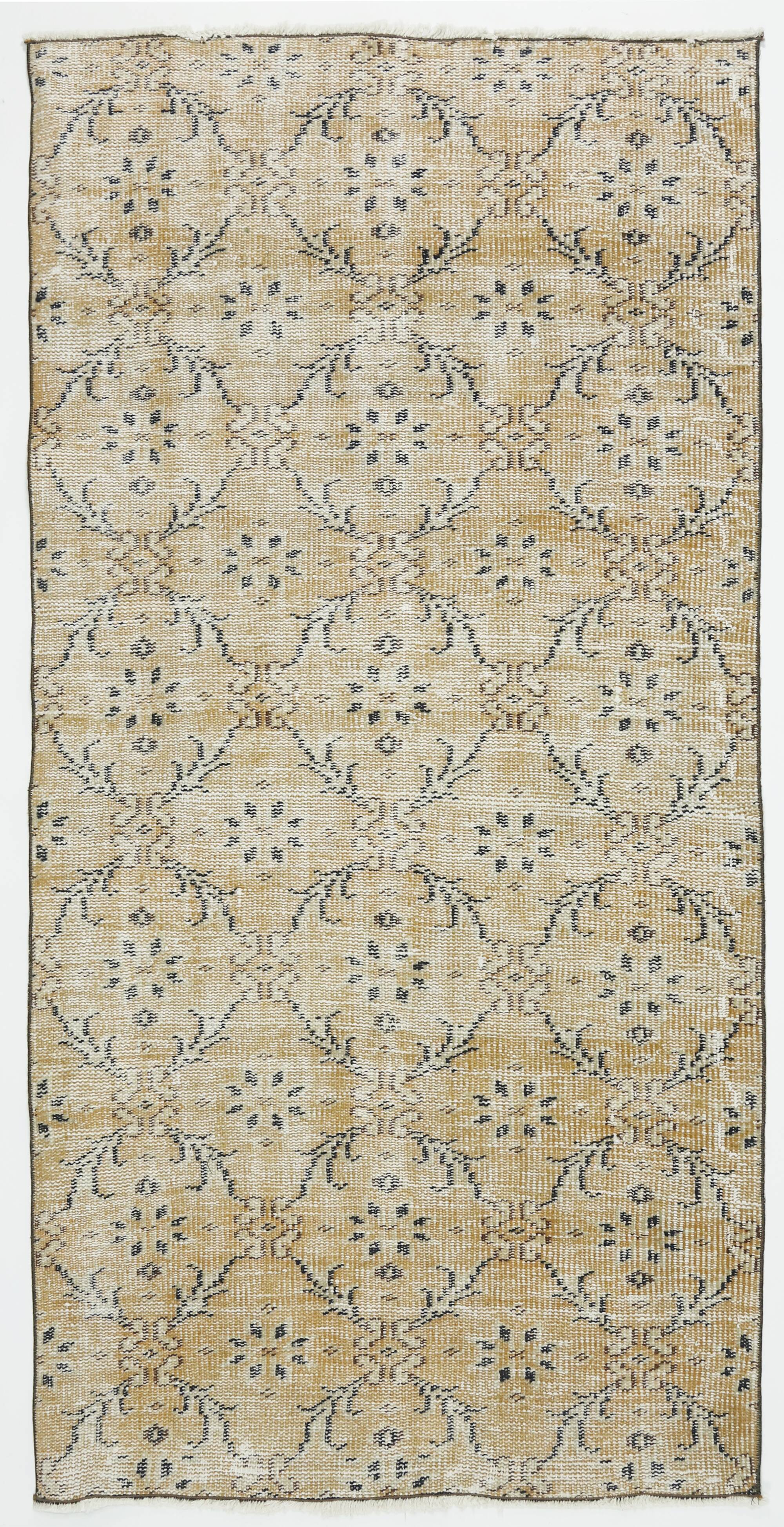 Turkish Anatolian Handmade Vintage Area Rug 204 cm x 97 cm