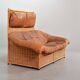 Gerard van de Berg Cognac Patchwork Leather 2-Seat Rockstyle Cane Sofa 70s