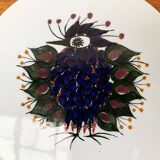 Mid-Century Danish wall plate with Crazy Bird design by Beth Breyen for Royal Copenhagen.