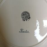 Plat Boch Frères Fausta ancien rose fleurs vert au pochoir