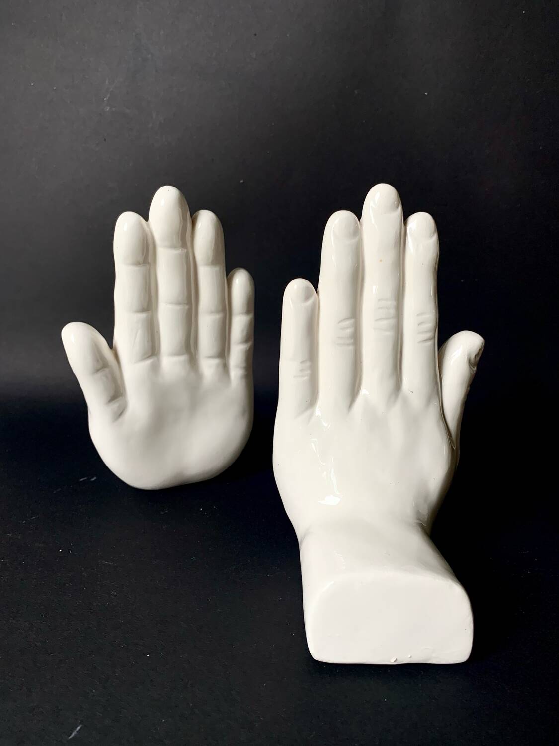 Vintage white ceramic hand bookends