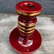 St-Clement Bordeaux Ceramic Candle Holder with Gold Trim - 50s
