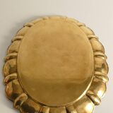 Hollywood Regency Large Oval Brass Tray by Firma Lars Holmström, Sweden 1940's