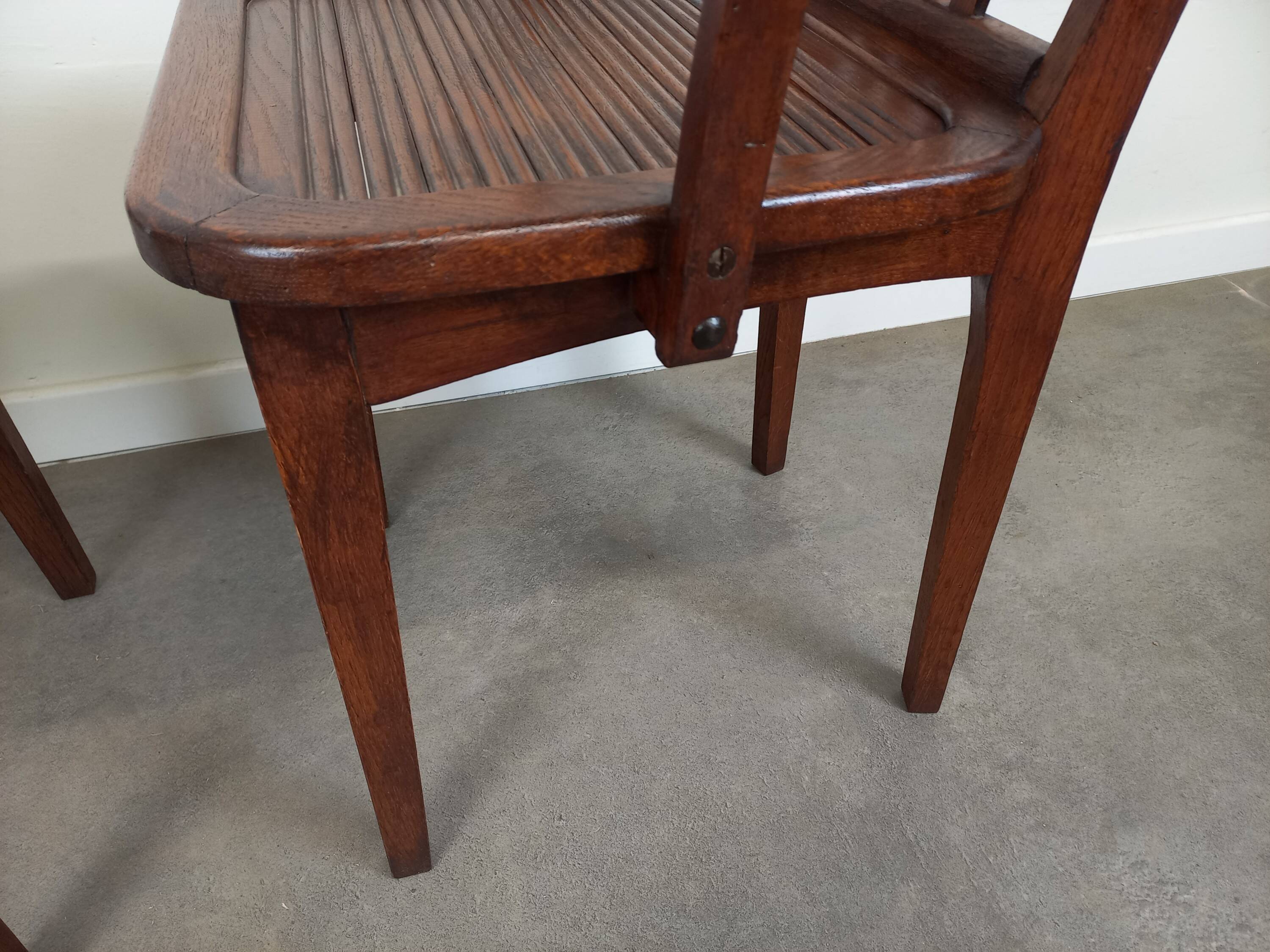 Pair of wooden bridge armchairs