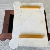 Table de chevet style Louis XVI, marbre de Carrare et acajou