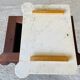 Louis XVI style bedside table, Carrara marble and mahogany
