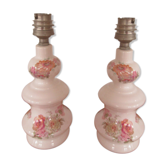 Pair of porcelain bedside feet floral pattern