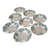 8 hollow plates Anemone pattern of St Amand green gray color