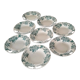 8 hollow plates Anemone pattern of St Amand green gray color