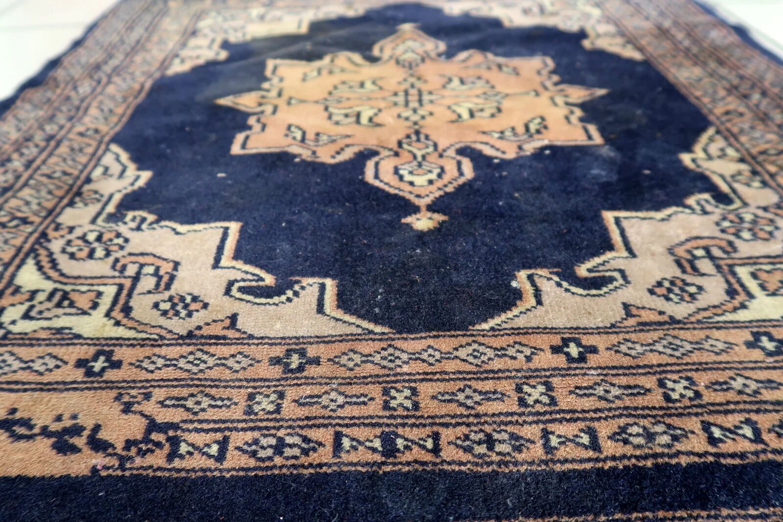 Handmade vintage Uzbek Bukhara rug 64cm x 65cm 1960s - 1C1176