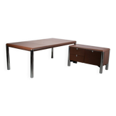 No. 3055D table desk and No. 3076 credenza extension from the Pfister Executive Office Collection for KnollStudio, circa 1988