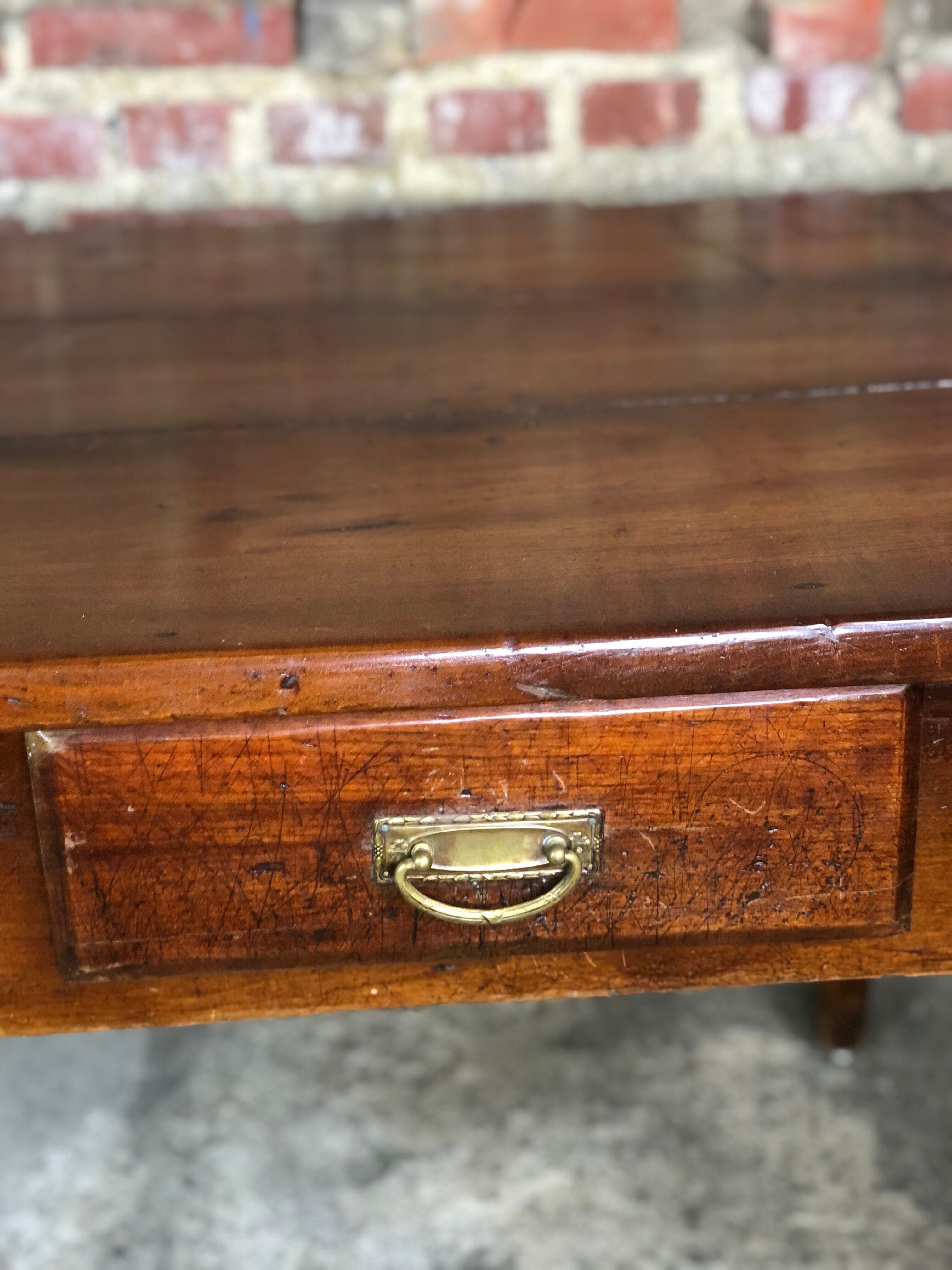 Dark walnut farmhouse table 1900s