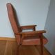 Fauteuil scandinave skaï marron et bois