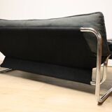 Vintage sofa by Johan Bertil Häggström for Ikéa in leather and chrome metal, 1970s