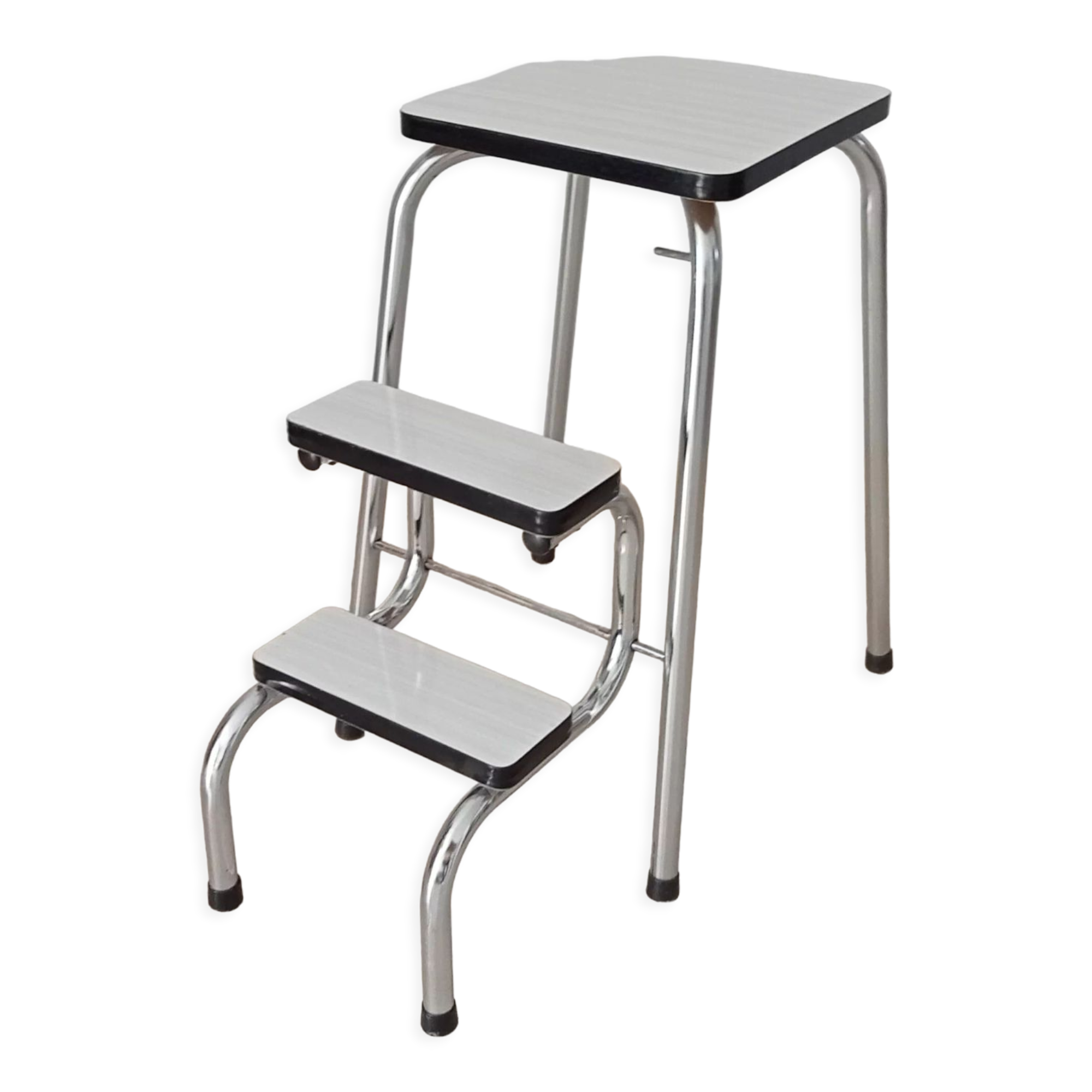 Vintage stepladder in chrome and formica 70s/80s